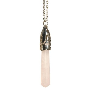 Pendant Point Rose Quartz Filigree metal cap