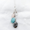 Necklace botswana agate, amazonite, rose quartz, quartz leaf sterling silver 18