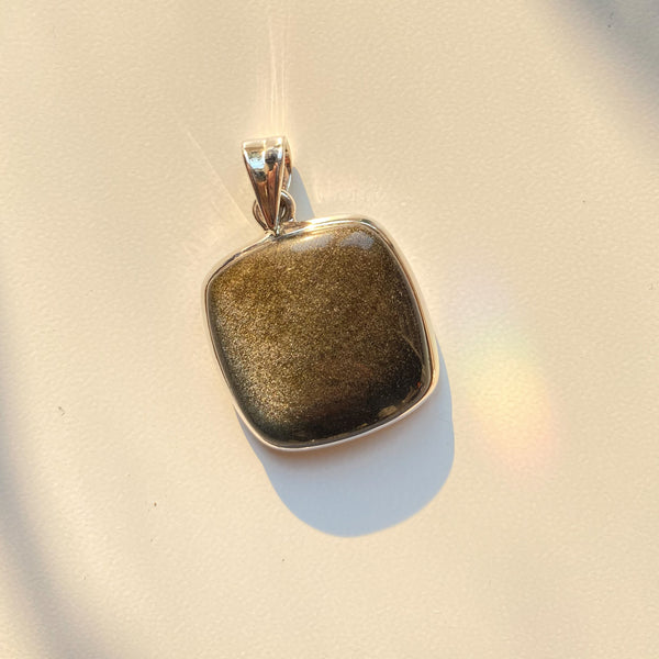 Pendant sheen obsidian square sterling silver