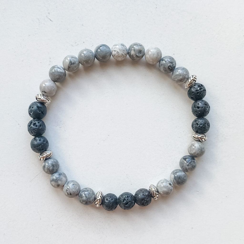 Gemini 6mm astrology bracelet - Picasso Jasper