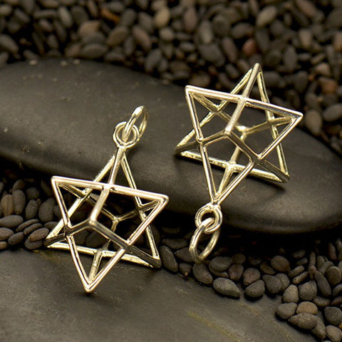 Pendant open merkaba sterling silver