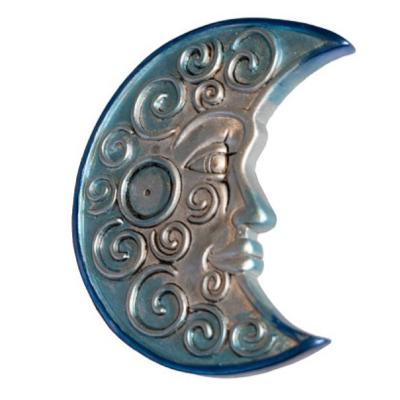 Incense holder moon blue/silver