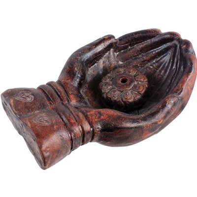 Incense holder lotus in hand ceramic