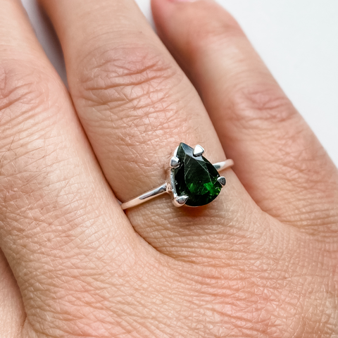 Ring green tourmaline drop sterling silver