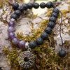 Chakra bracelet amethyst & lava crown