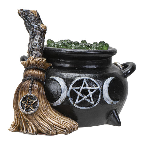 Cauldron with broom statue