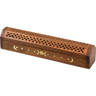 Incense Burner Box moon brass inlay