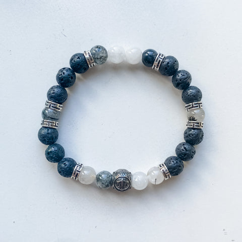 Libra 8mm astrology bracelet w/ charm - Tourmilated Quartz