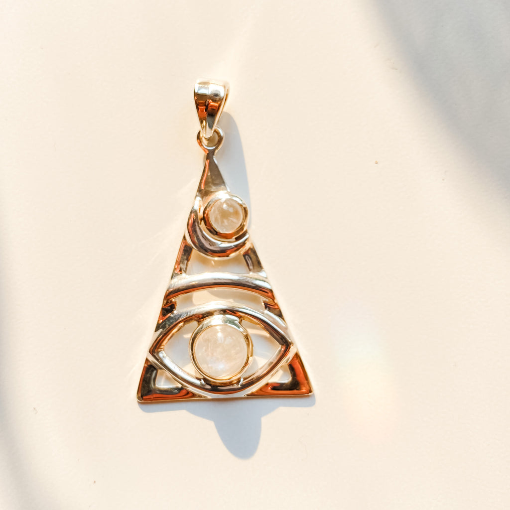 Pendant Moonstone All Seeing Eye Sterling Silver