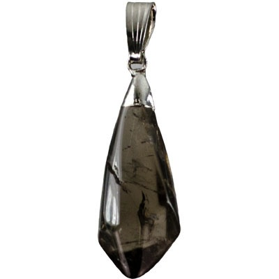 Pendant Drop Smokey Quartz Metal