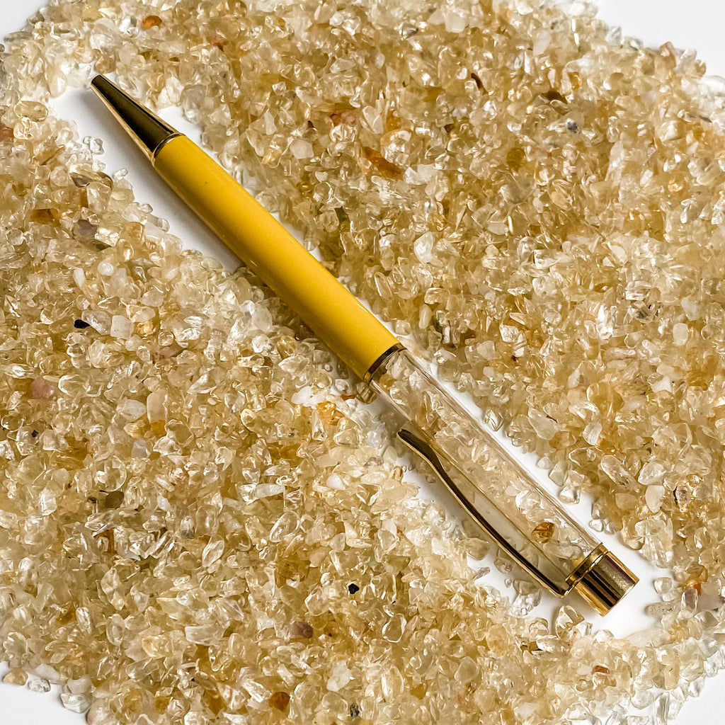 Gemstone filled Pen: Citrine - in gift box