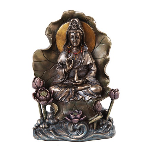 Lotus Kuan Yin hand painted Statue