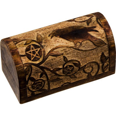 Treasure Chest Raven with Pentacle Wood 7.5x4.75”