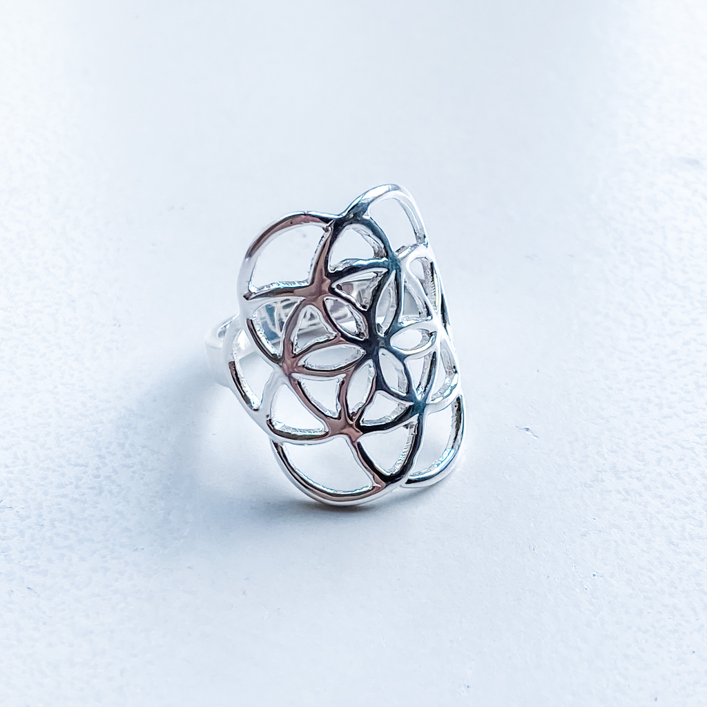 Ring flower of life sterling silver