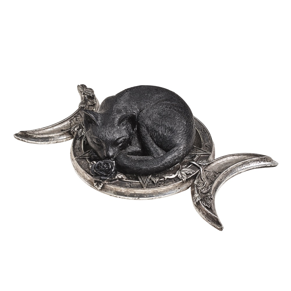 Ornament Witches Familiar - Black Cat Sleeping Triple Moon