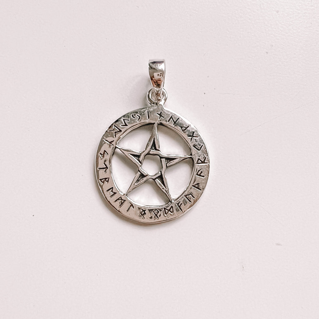 Pendant rune pentacle sterling silver