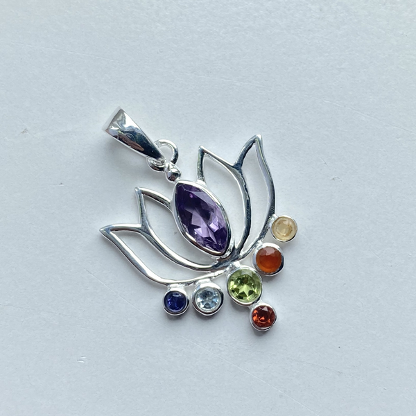 Pendant chakra lotus sterling silver