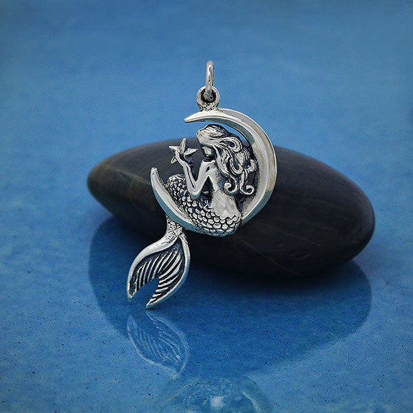 Pendant Mermaid on Moon sterling silver