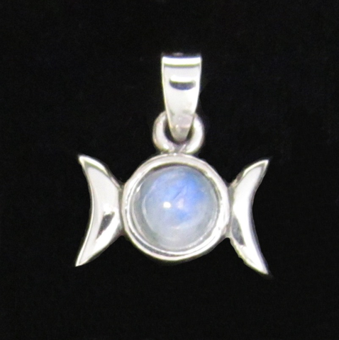 Pendant Triple Goddess/6mm Moonstone sterling silver