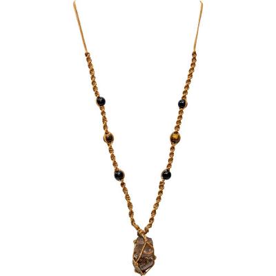 Necklace hippie beads - rough tiger eye