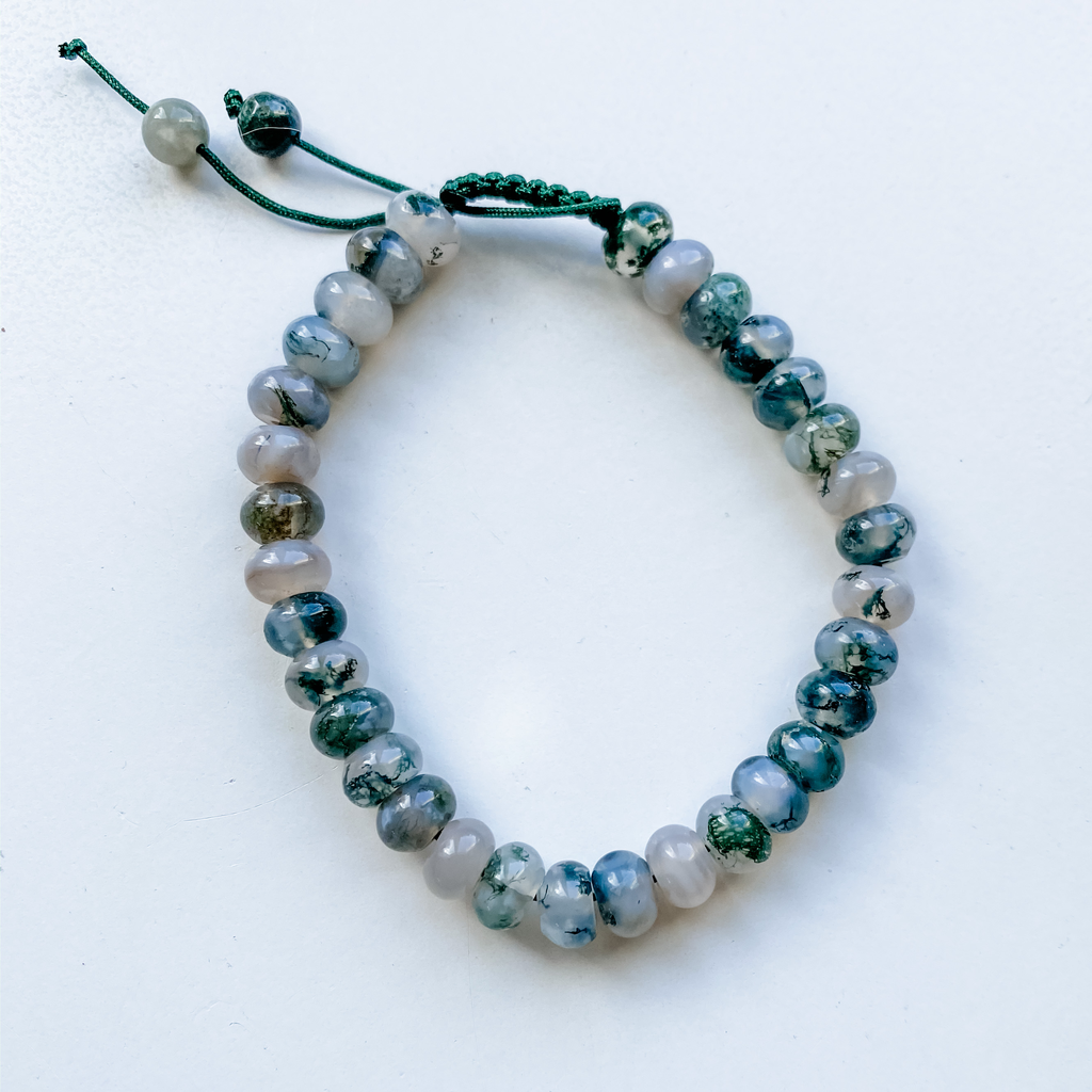 Moss agate braided bead bracelet