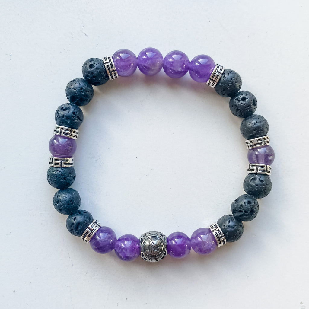 Astrology bracelet w/ charm - Aquarius - Amethyst 8mm