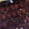 Witch Runes painted black wood with red print