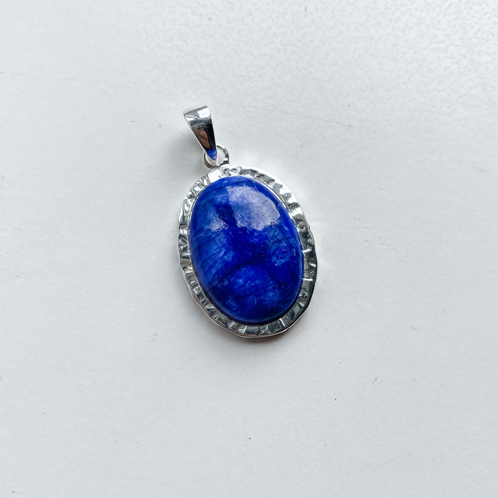 Pendant sapphire oval sterling silver