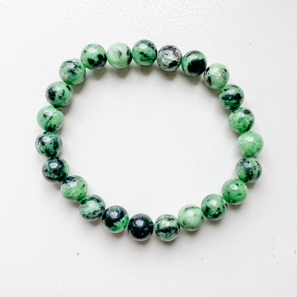 Bracelet 8mm ruby zoisite