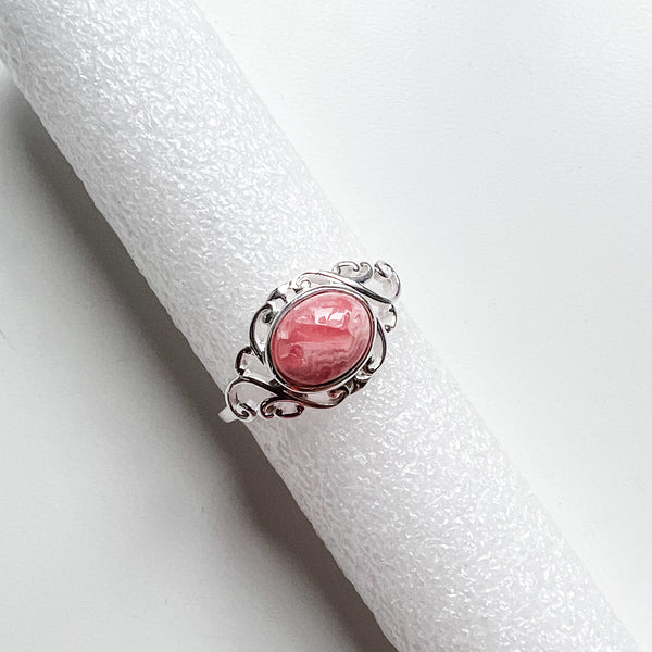 Ring rhodochrosite oval sterling silver