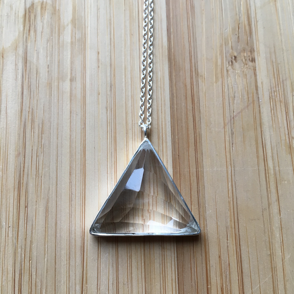 Necklace quartz triangle sterling silver