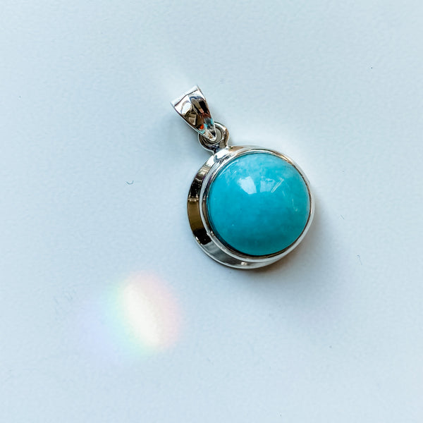 Pendant amazonite round sterling silver