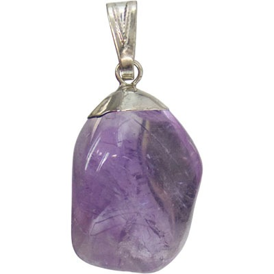 Pendant Tumbled Amethyst Metal