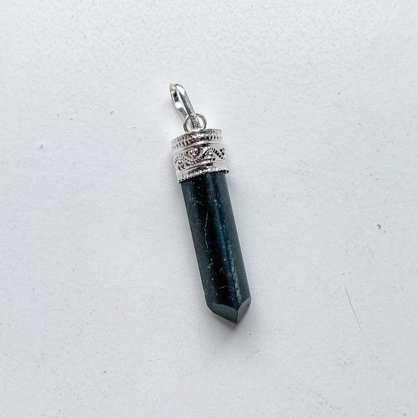 Pendant Black Tourmaline Pencil Metal Capped