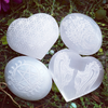 Selenite heart etched flower of life