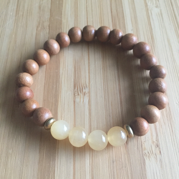 Bracelet sandalwood solar plexus chakra calcite