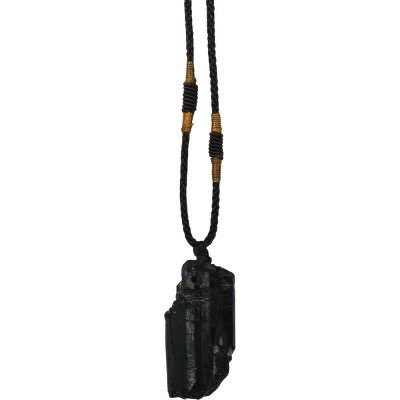 Necklace rough black tourmaline