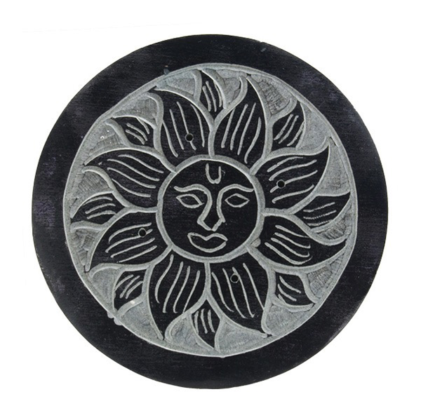 Incense Holder Round Black Sun